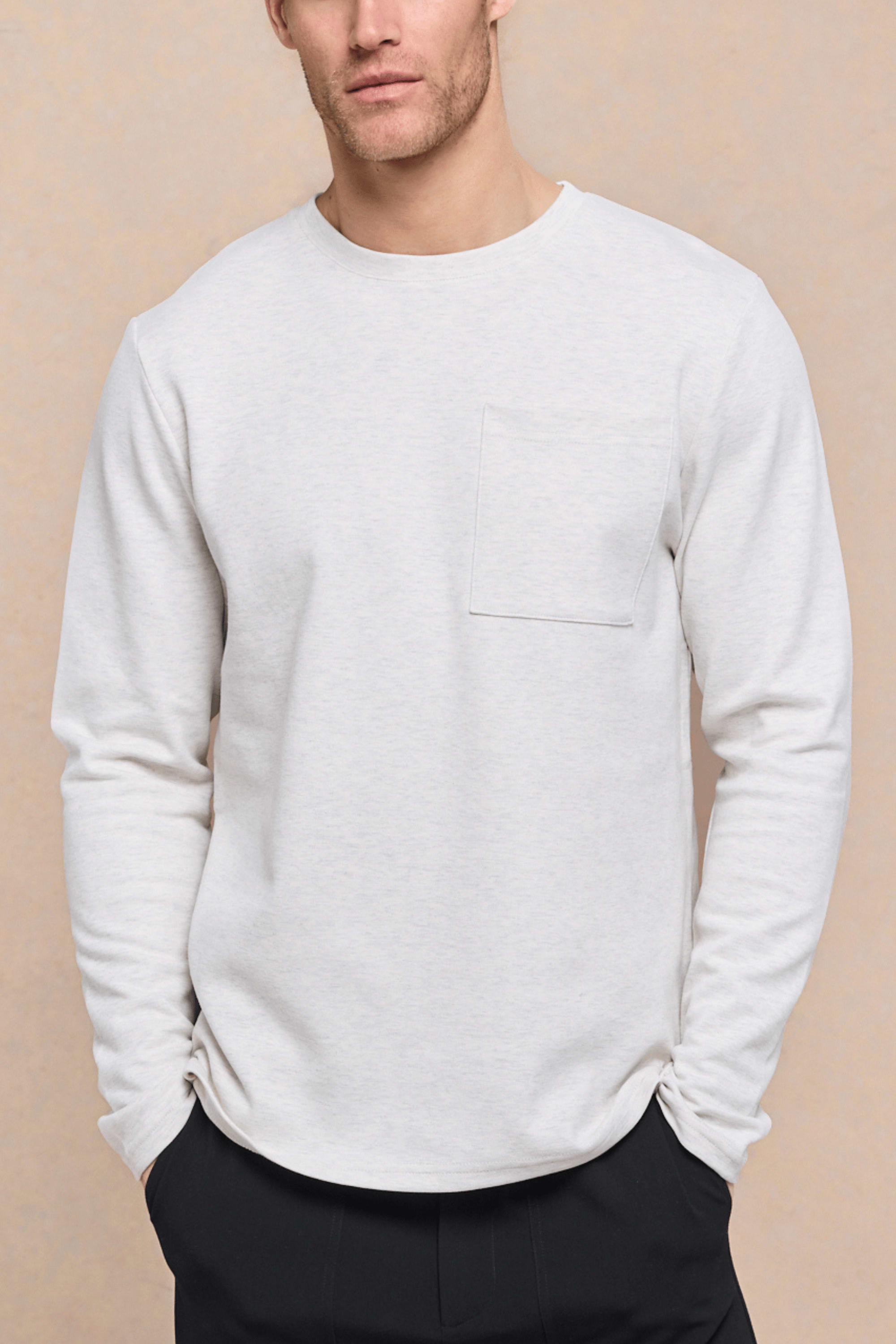 Tyler Long Sleeve Pocket T-Shirt - Stone Marl