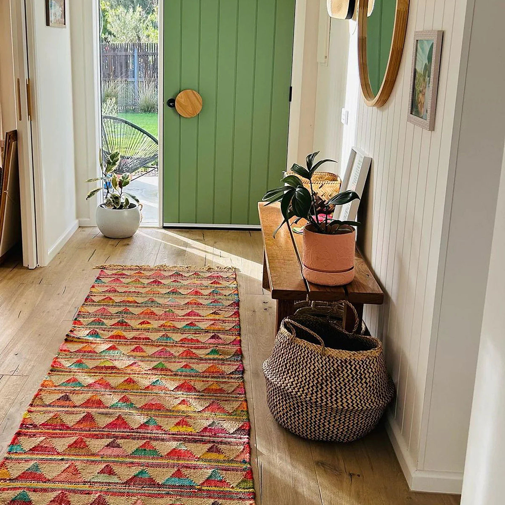 Boho style entry room from Rugs for Good