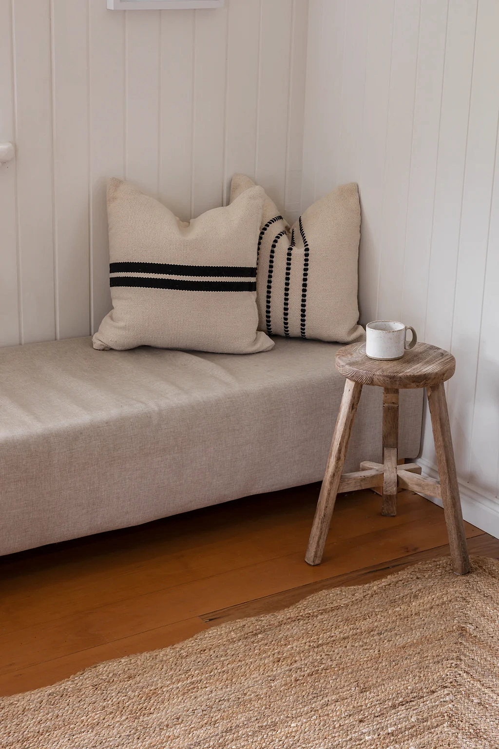 Etan Striped Cushion in Black and White