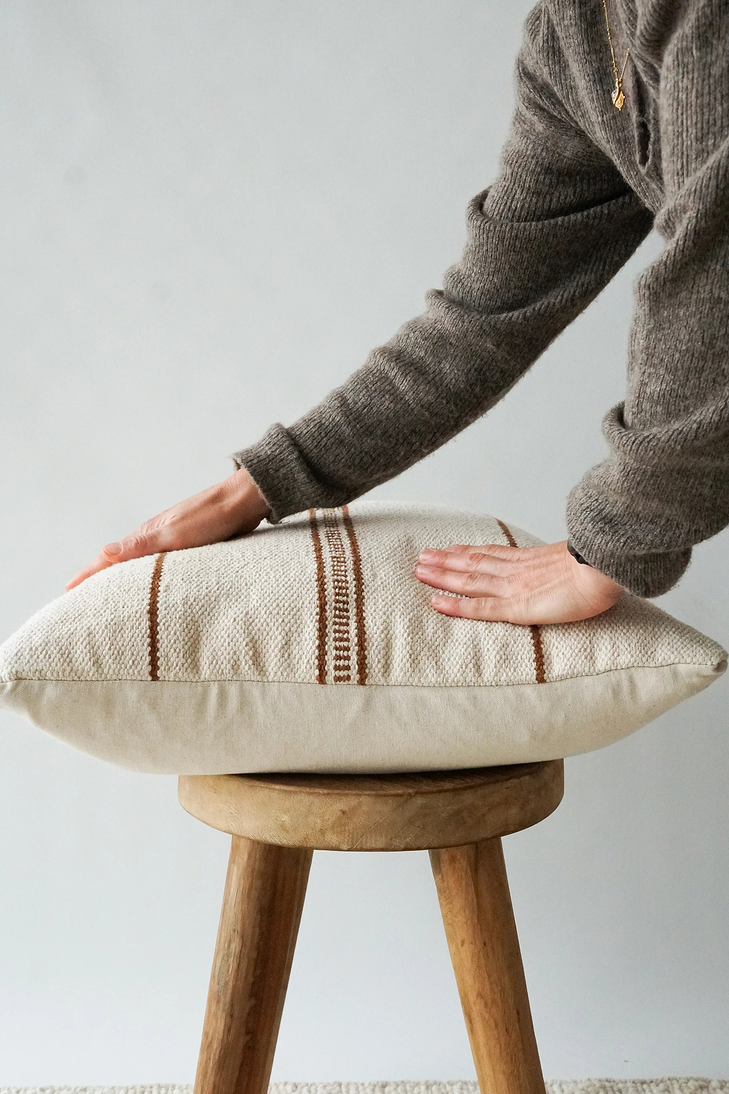 Sierra Striped Cushion in Terracotta