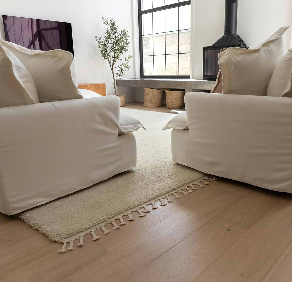 Sapna Hand Knotted New Zealand Ribbed Wool Rug in Ivory