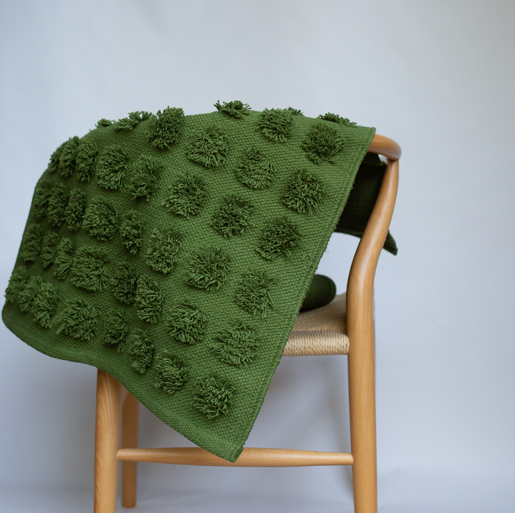 Merry Handwoven Cotton Bathmat in Forest Green