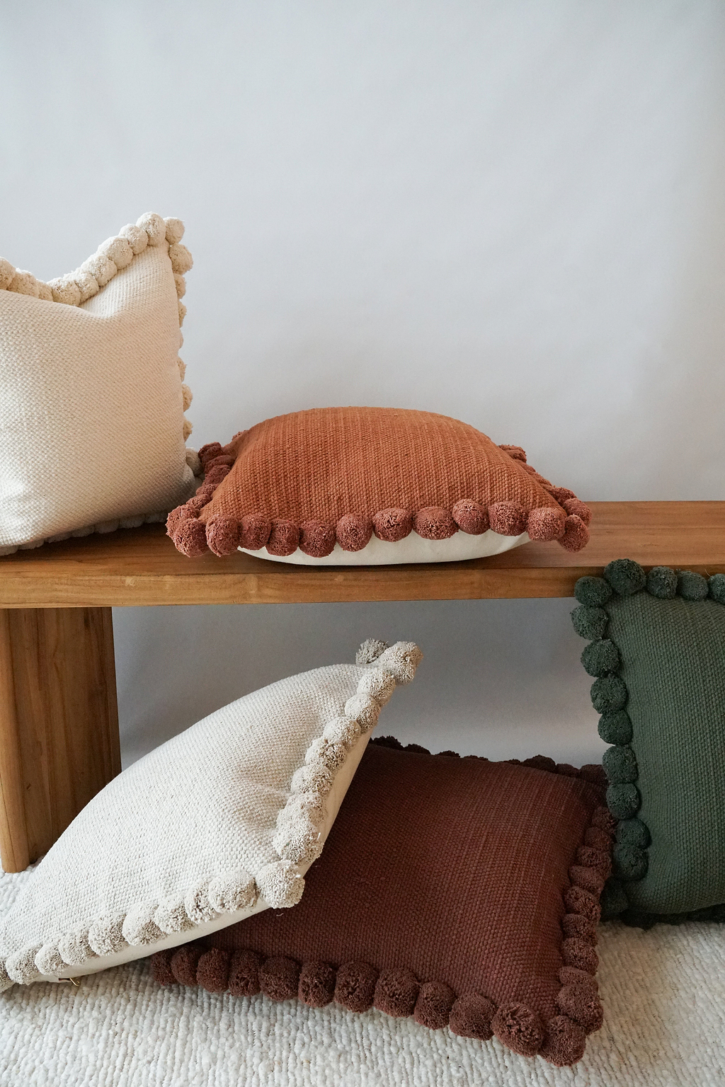 Luma Pom Pom Cushion in Cacao