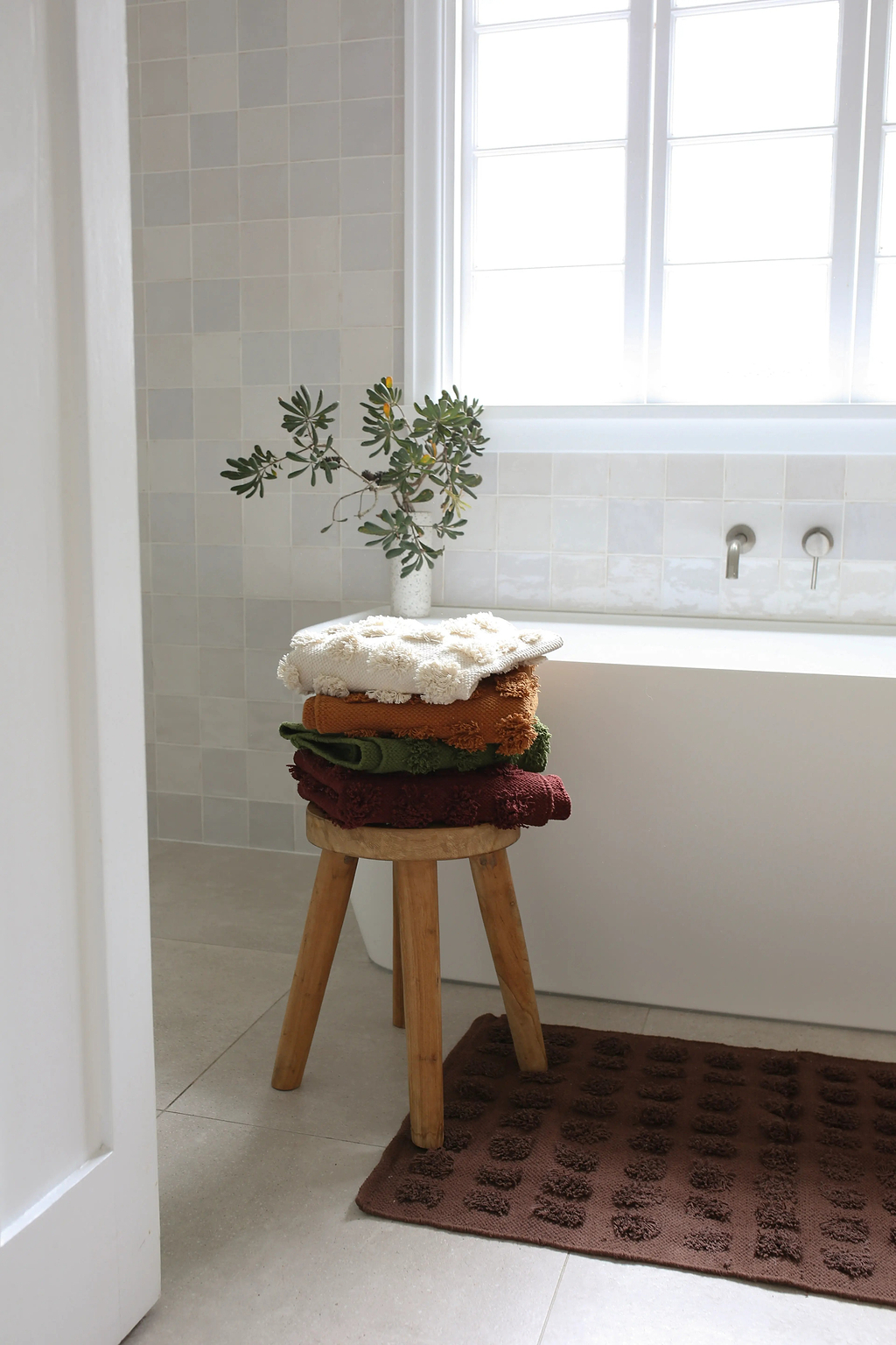 Merry Handwoven Cotton Bathmat in Cacao