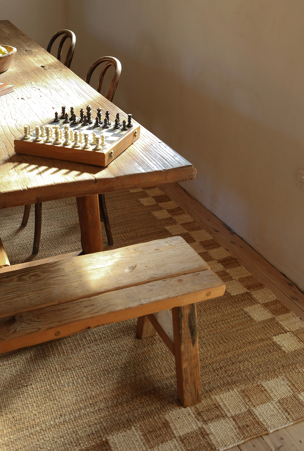 Sample of Fitzroy Checker Border Rug in Cream