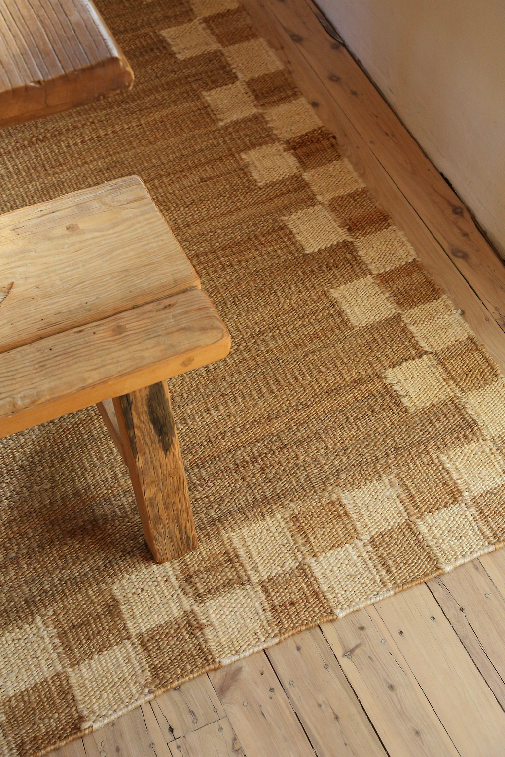 Sample of Fitzroy Checker Border Rug in Cream