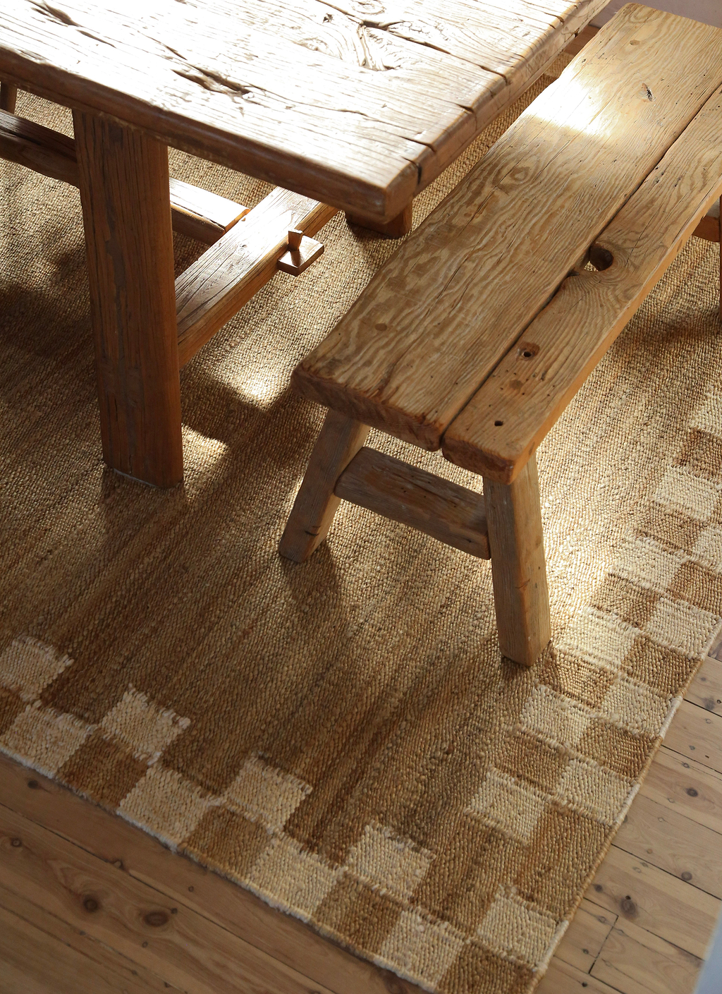 Sample of Fitzroy Checker Border Rug in Cream