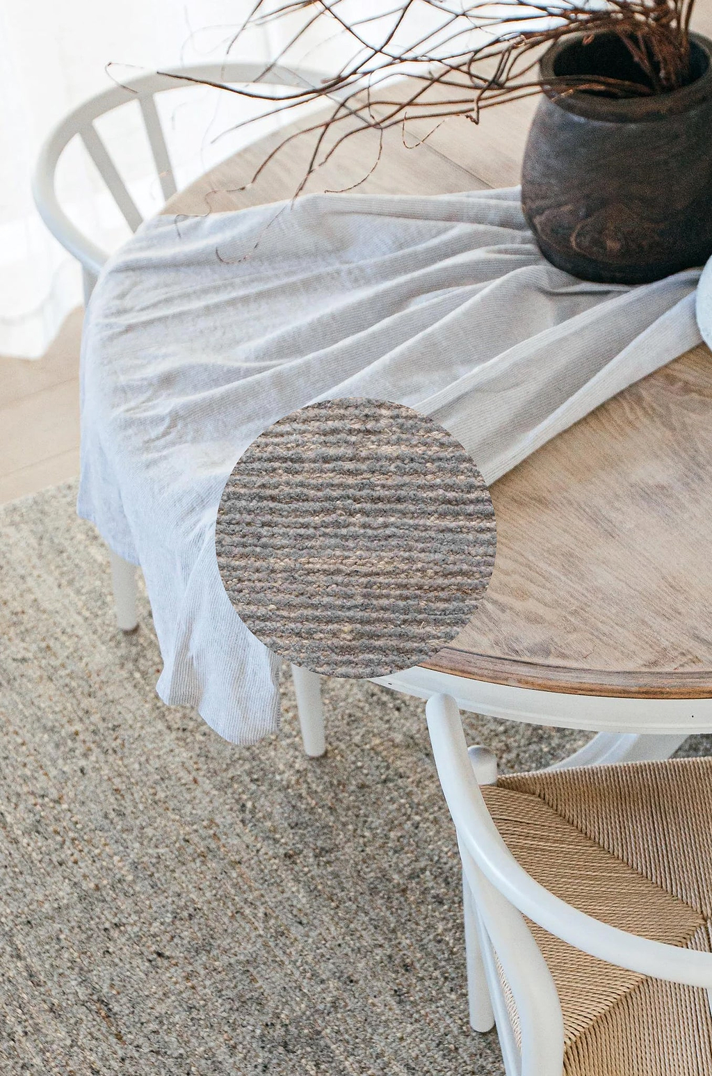 Advait Hand Knotted Undyed Wool & Jute Rug in Grey