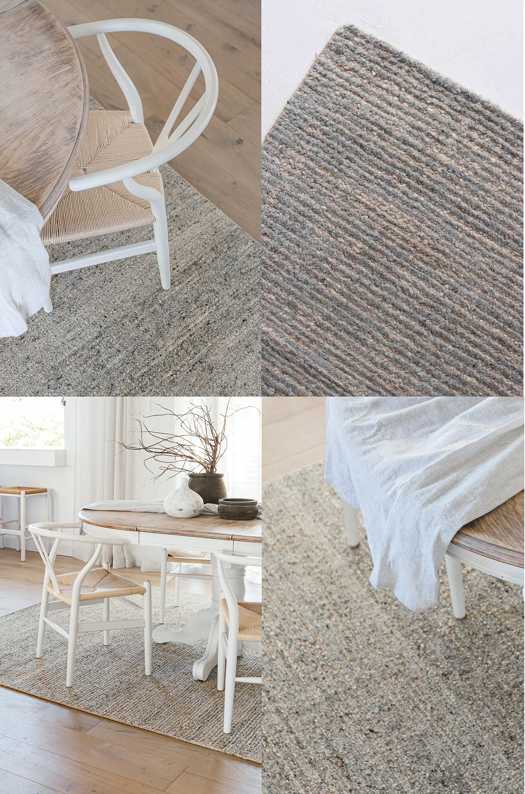 Advait Hand Knotted Undyed Wool & Jute Rug in Grey