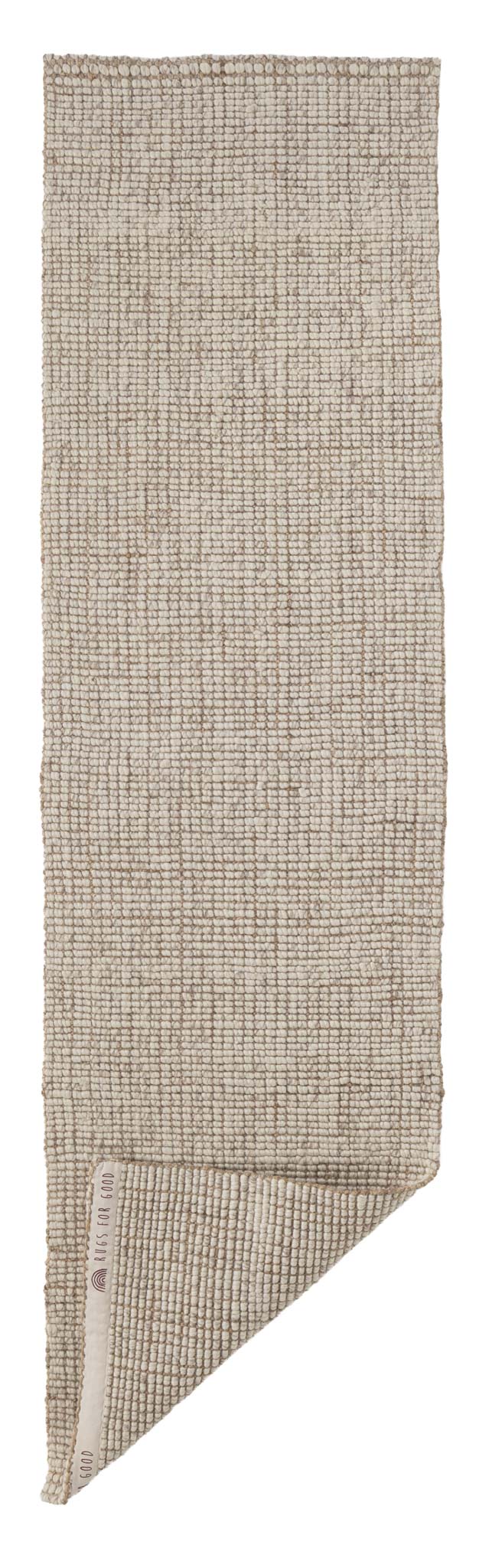 Textured beige rug on a white background