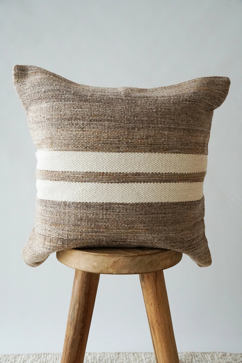 Amaya Striped Cushion in Natural Brown