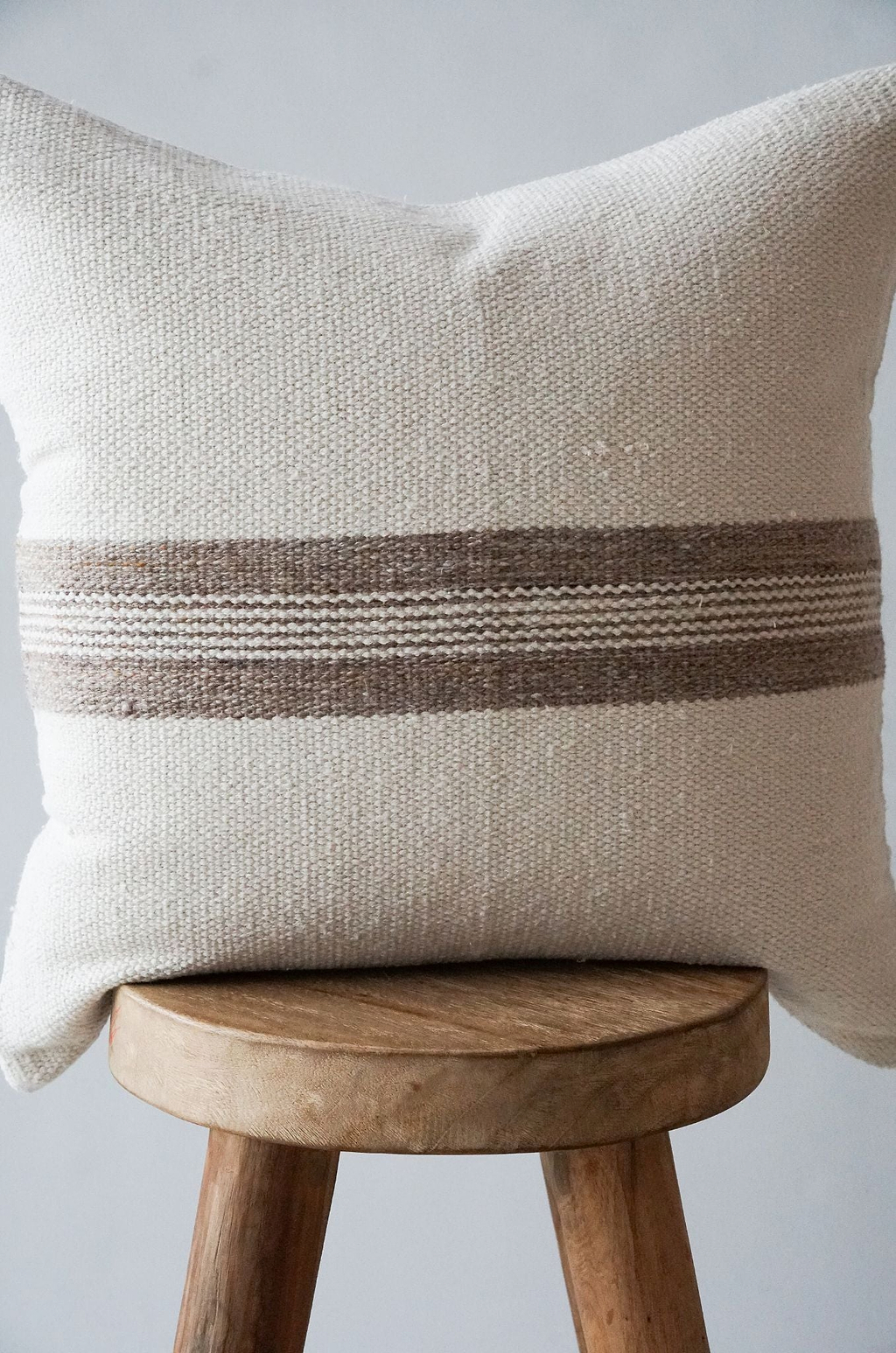 Amaya Striped Cushion in Natural Ivory