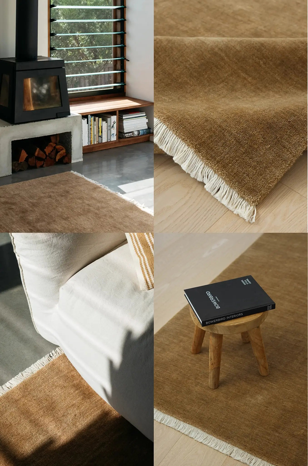 Sample of Bhakti Abrash Wool Blend Rug in Brown Butter