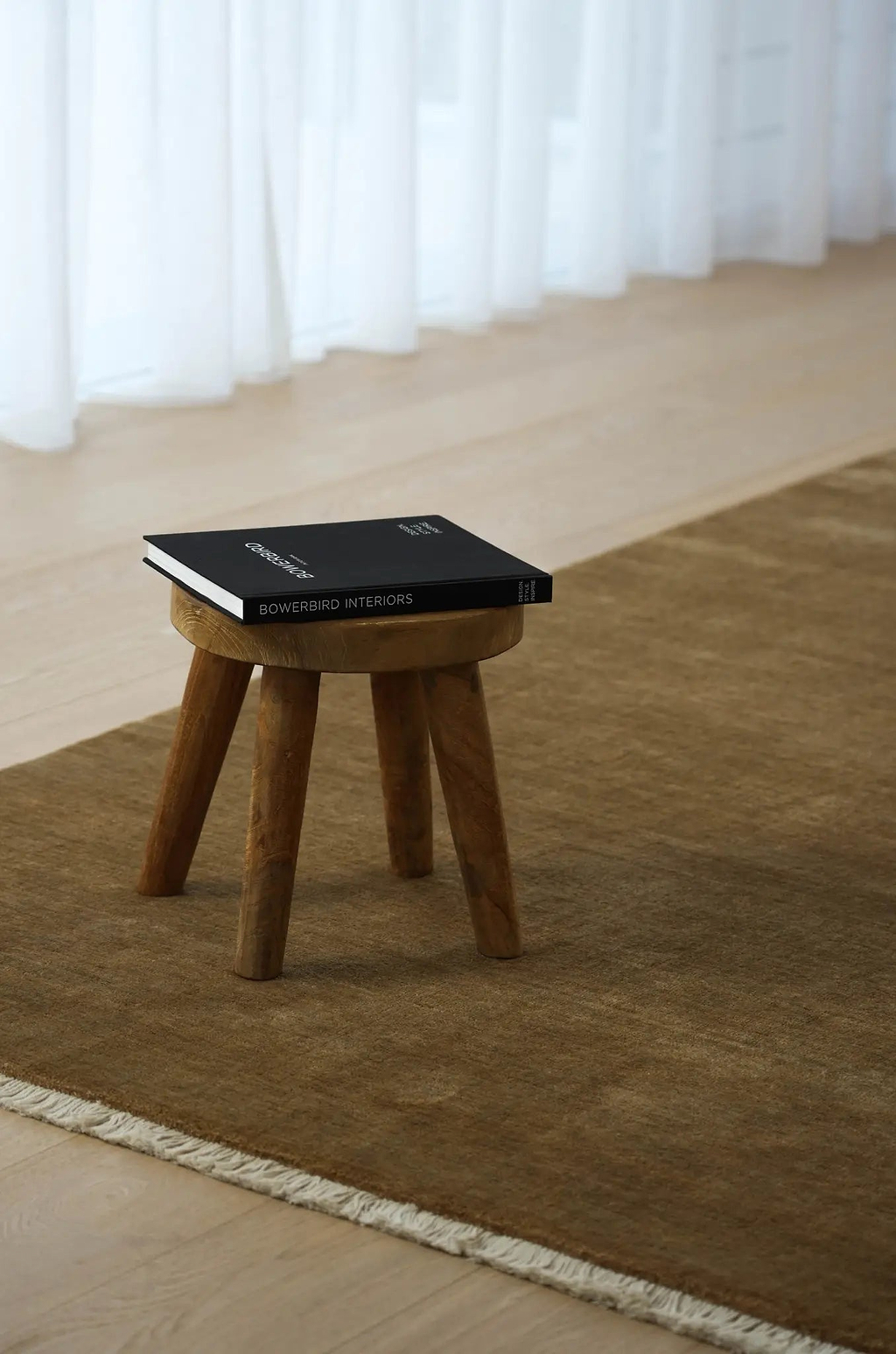Sample of Bhakti Abrash Wool Blend Rug in Brown Butter