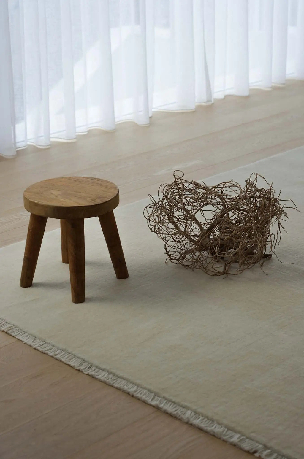 Bhakti Abrash Wool Blend Rug in Ivory
