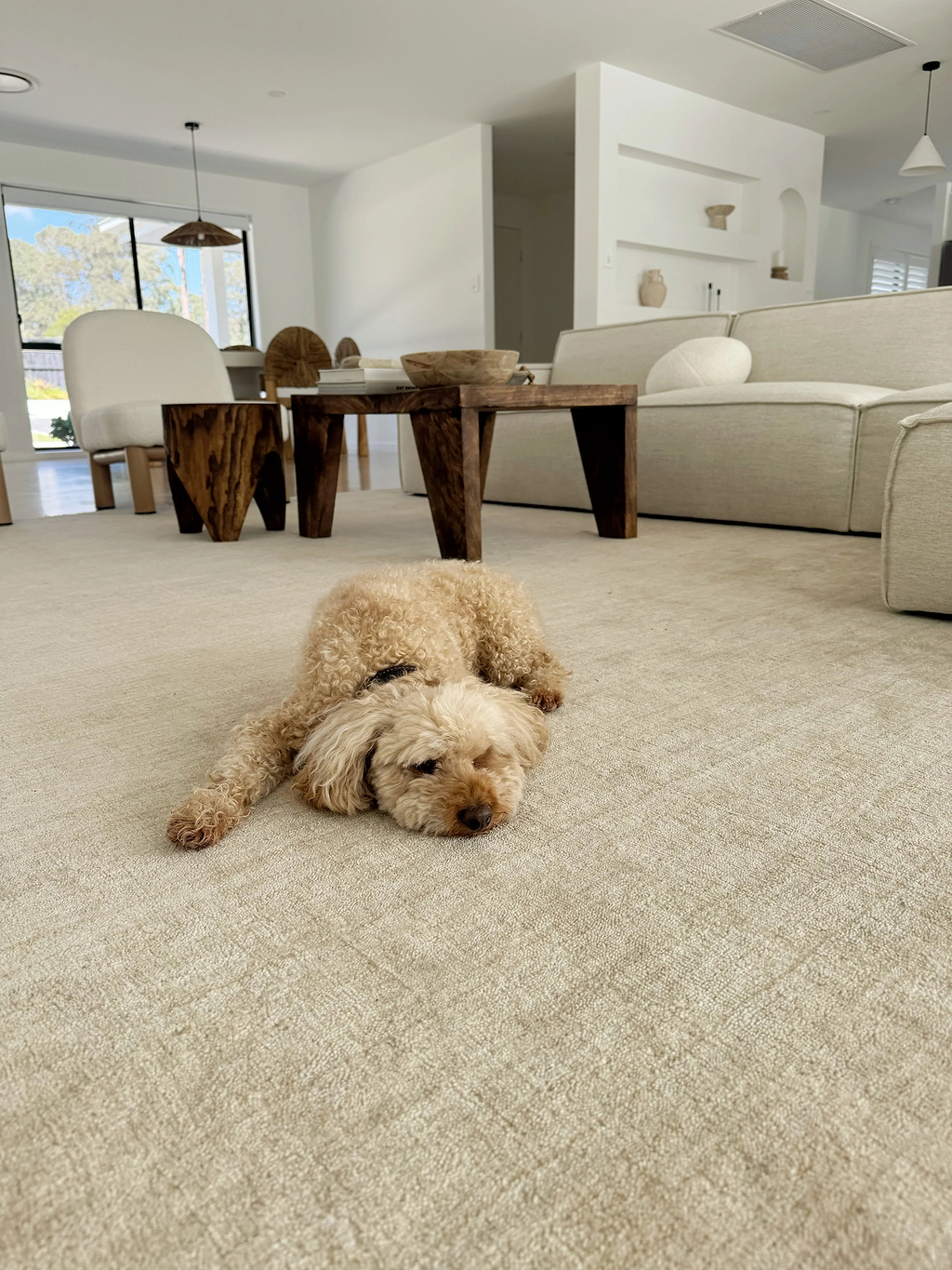 Sample of Bhakti Abrash Wool Blend Rug in Oyster