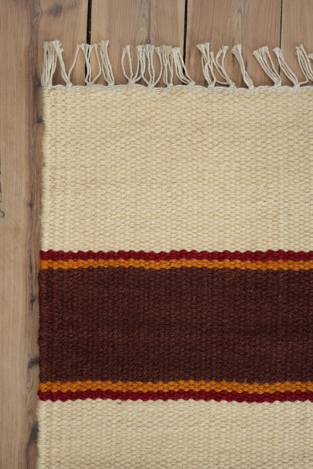 Solstice Striped Reversible Rug in Chocolate and Cream