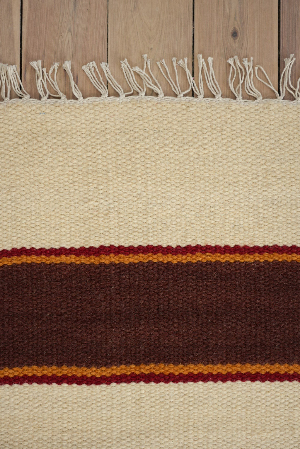 Solstice Striped Reversible Rug in Chocolate and Cream