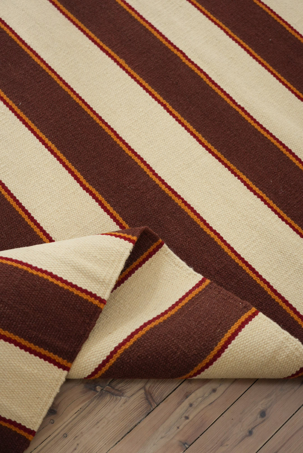 Solstice Striped Reversible Runner Rug in Chocolate & Cream