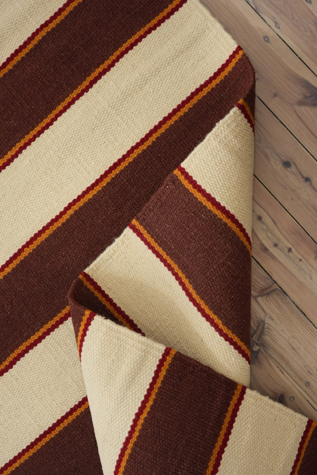 Solstice Striped Reversible Rug in Chocolate and Cream