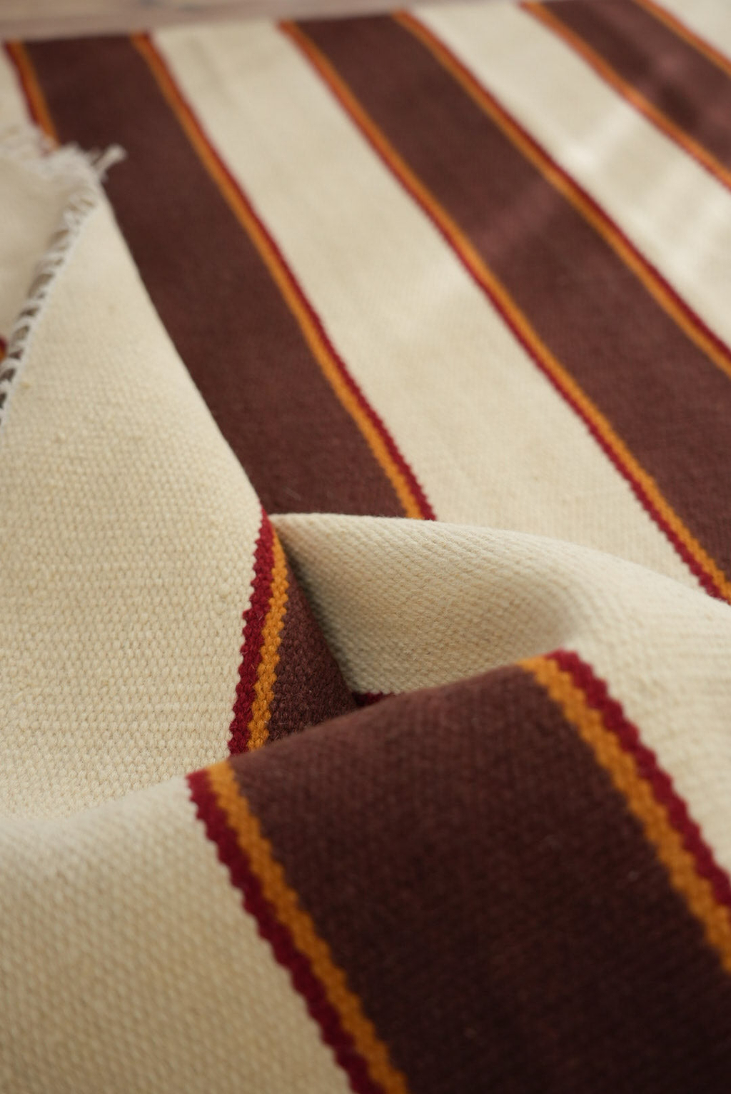 Solstice Striped Reversible Runner Rug in Chocolate & Cream