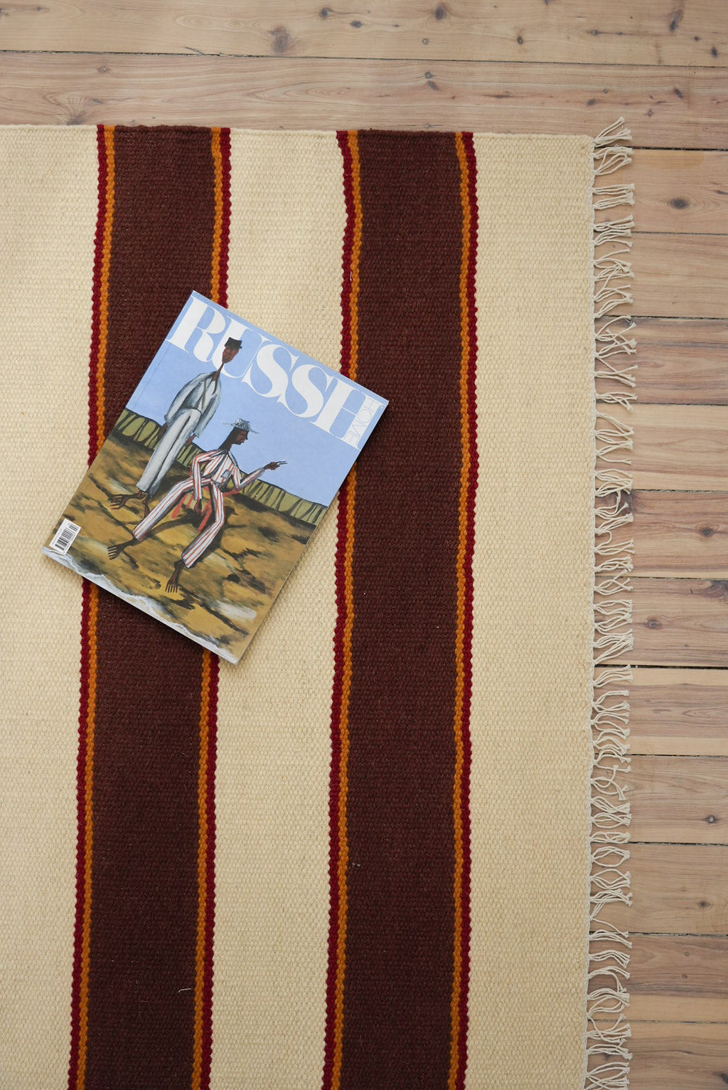 Solstice Striped Reversible Rug in Chocolate and Cream