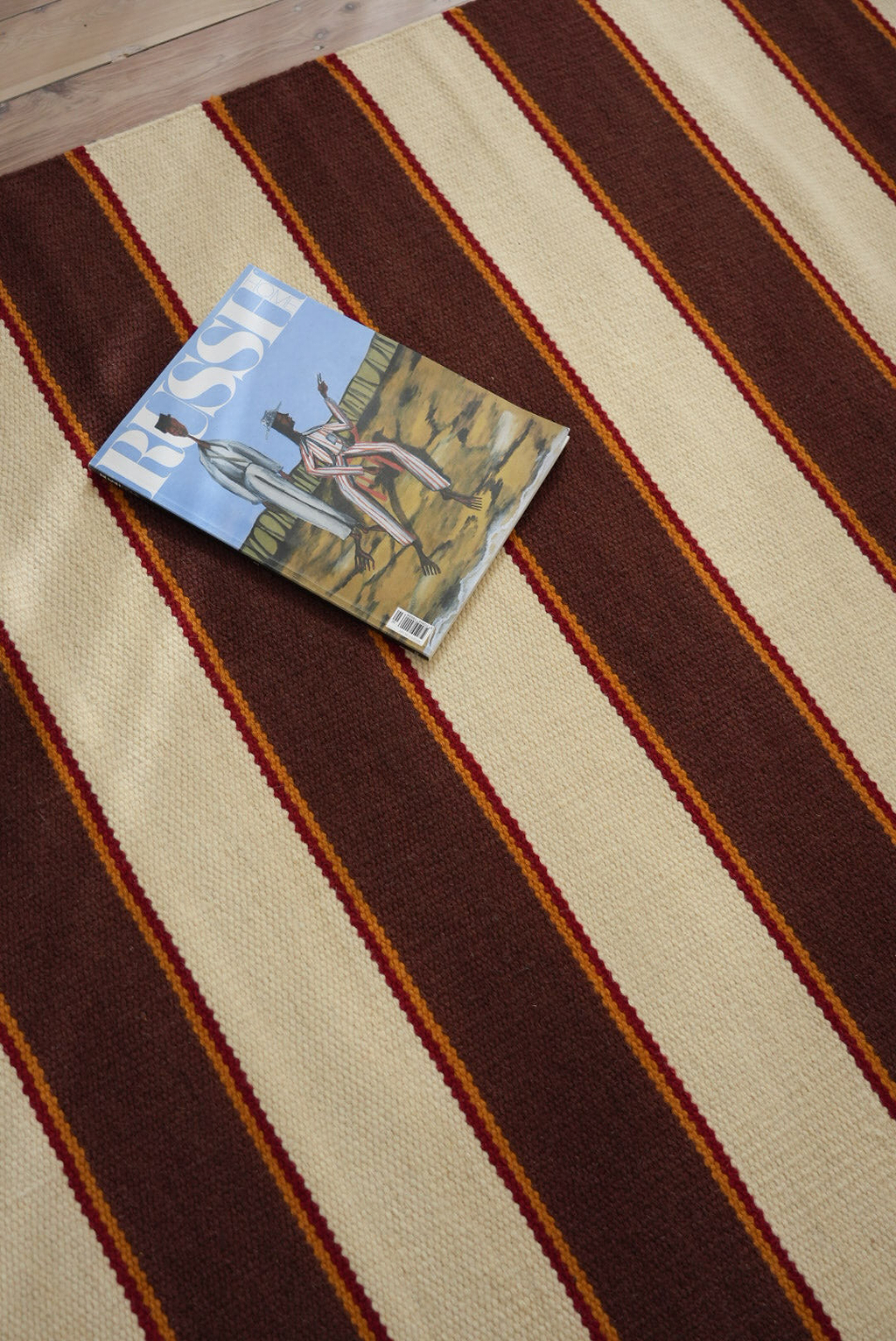 Solstice Striped Reversible Runner Rug in Chocolate & Cream