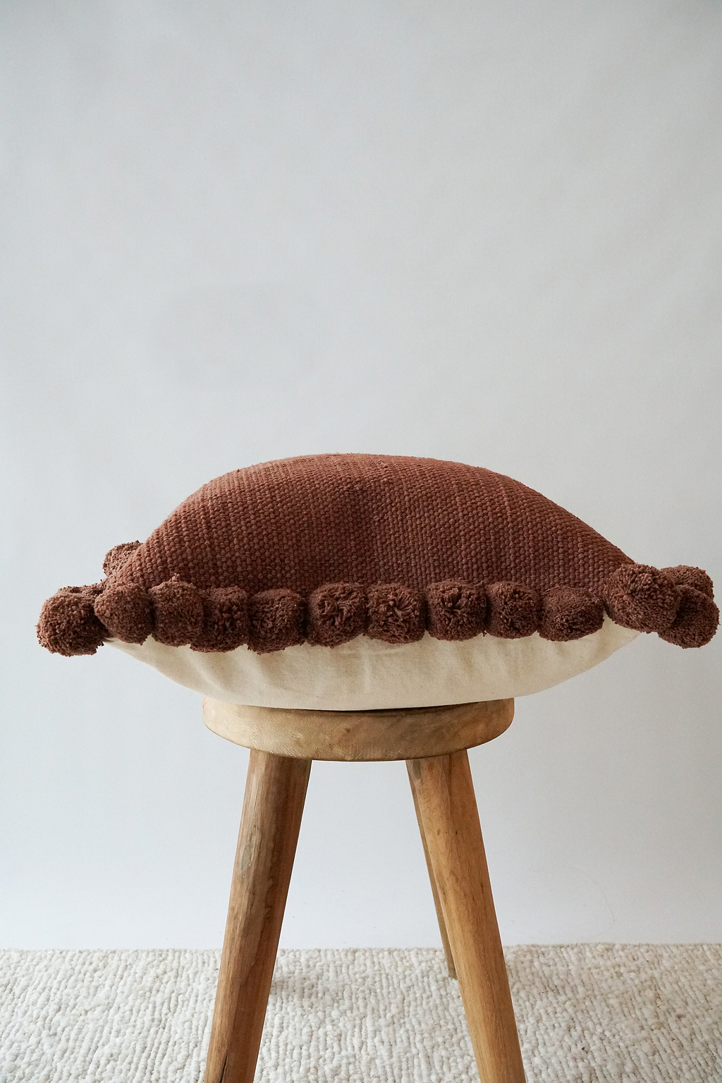 Luma Pom Pom Cushion in Cacao