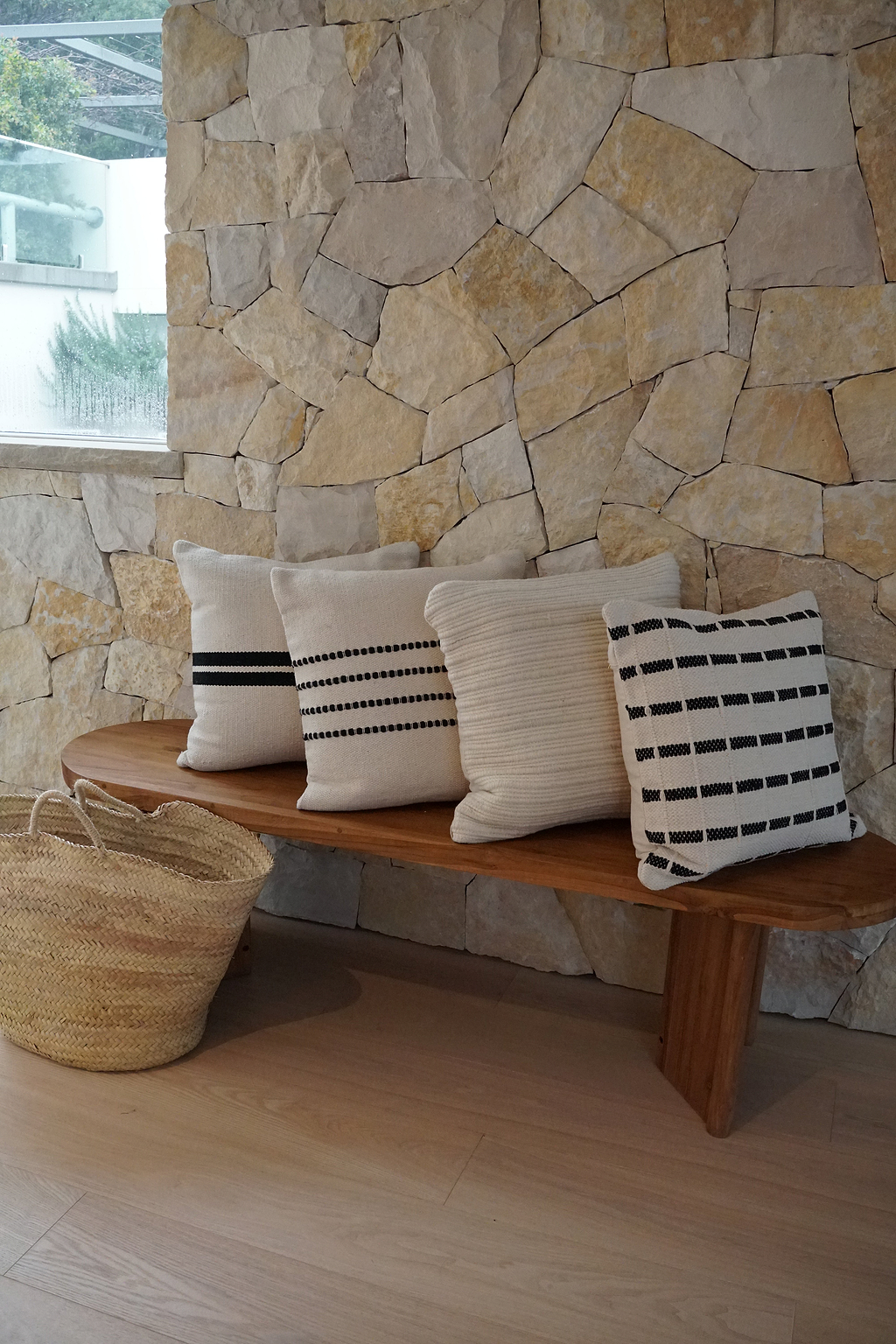 Eloise Striped Cushion Black and White