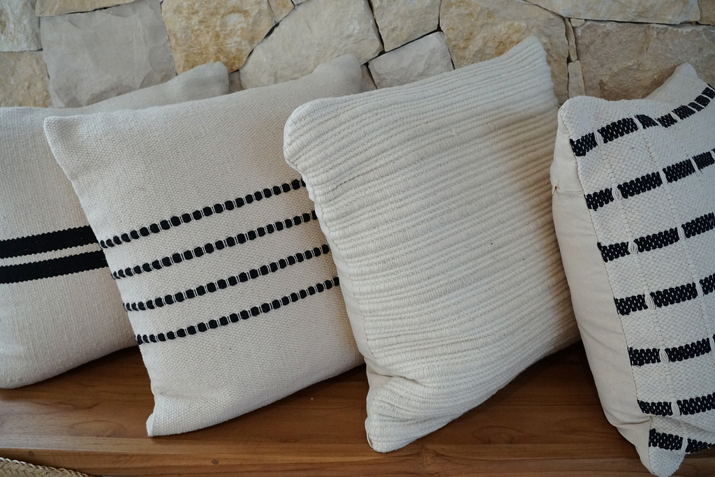 Camille Textured Cushion in Black and White