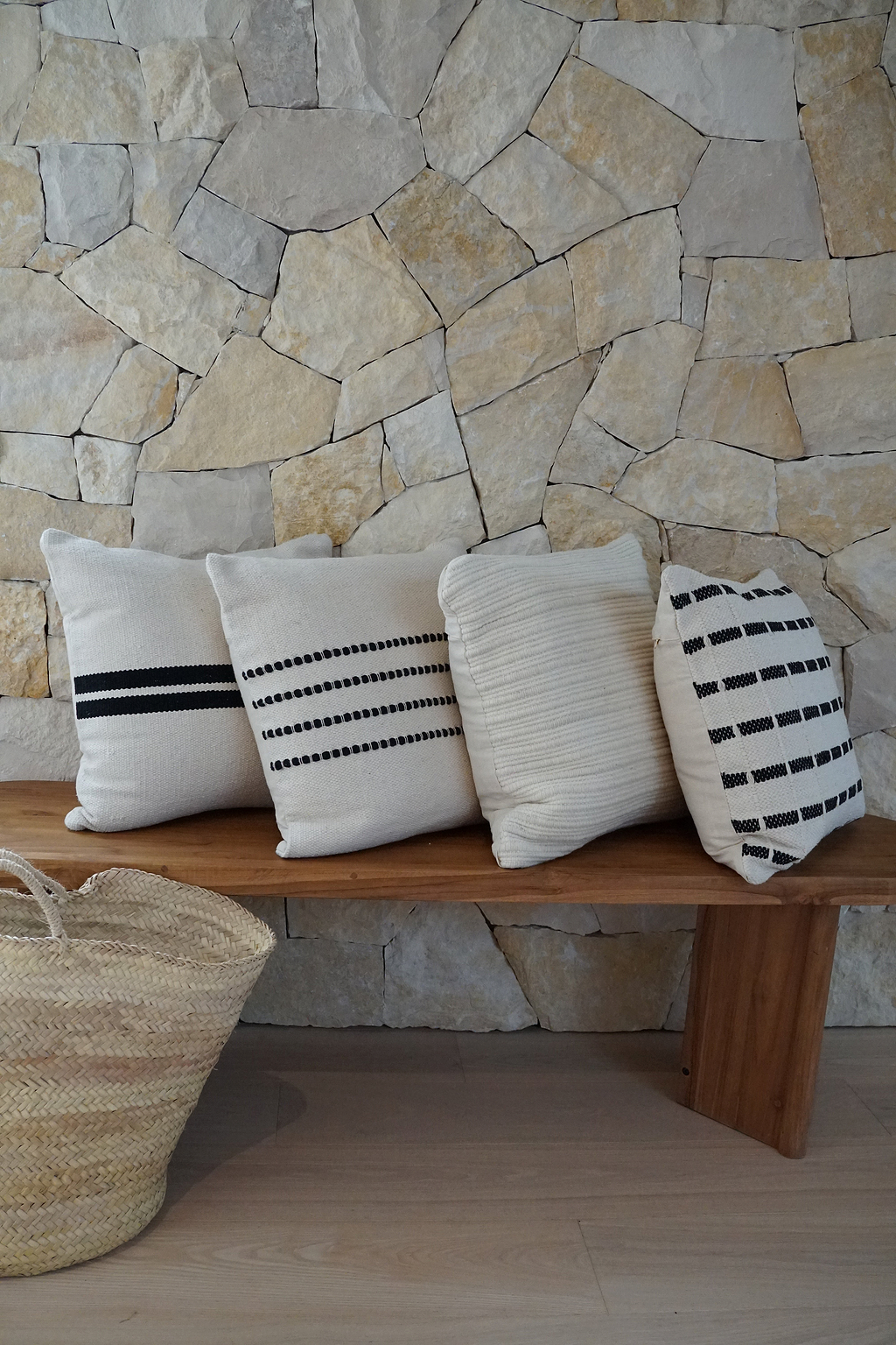 Eloise Striped Cushion Black and White