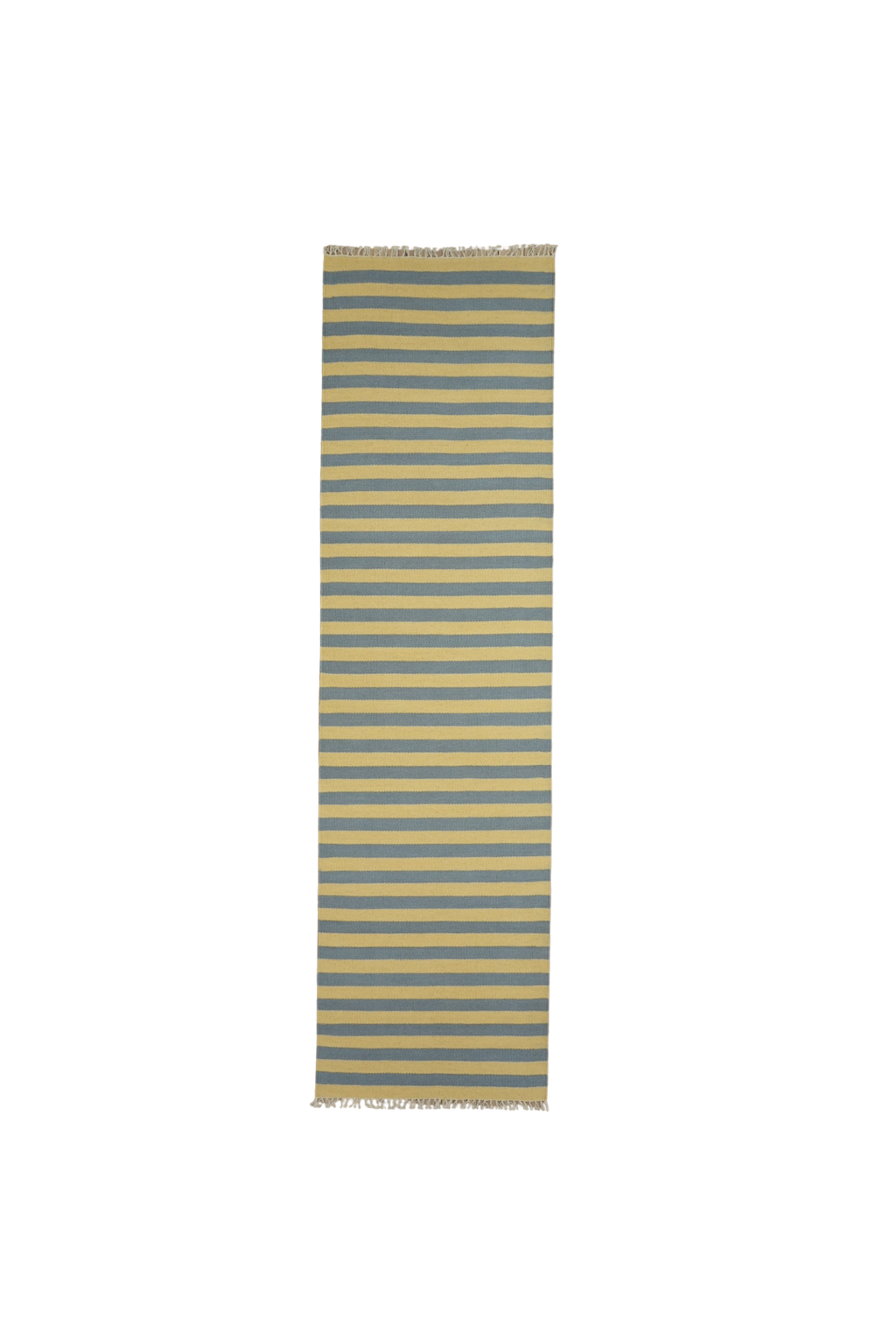 Solstice Striped Reversible Wool Runner Rug in Butter and Sky Blue