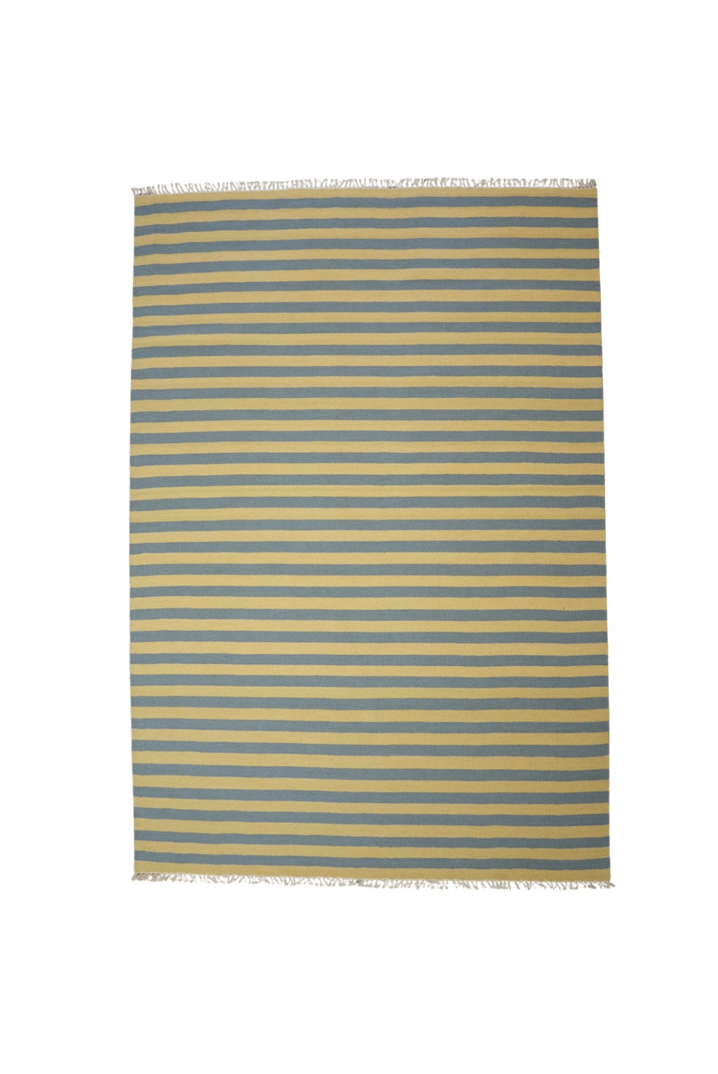 Solstice Striped Reversible Wool Rug in Butter and Sky Blue