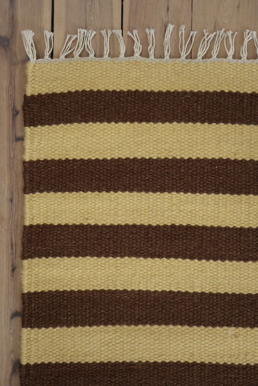Solstice Striped Reversible Wool Rug in Choc Banana