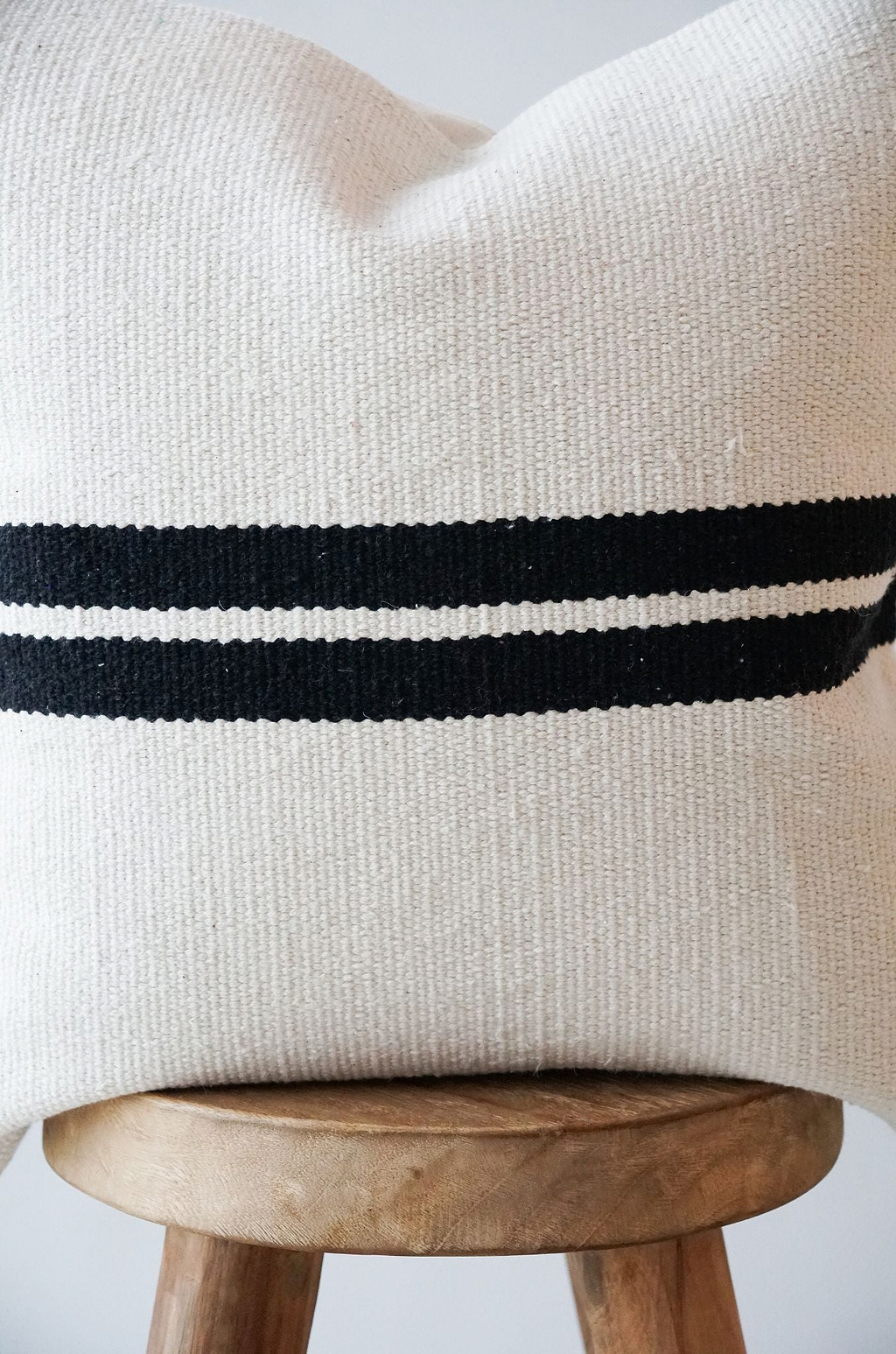Etan Striped Cushion in Black and White