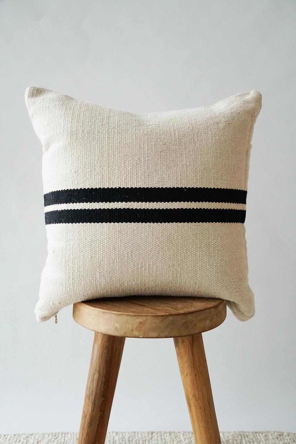 Etan Striped Cushion in Black and White