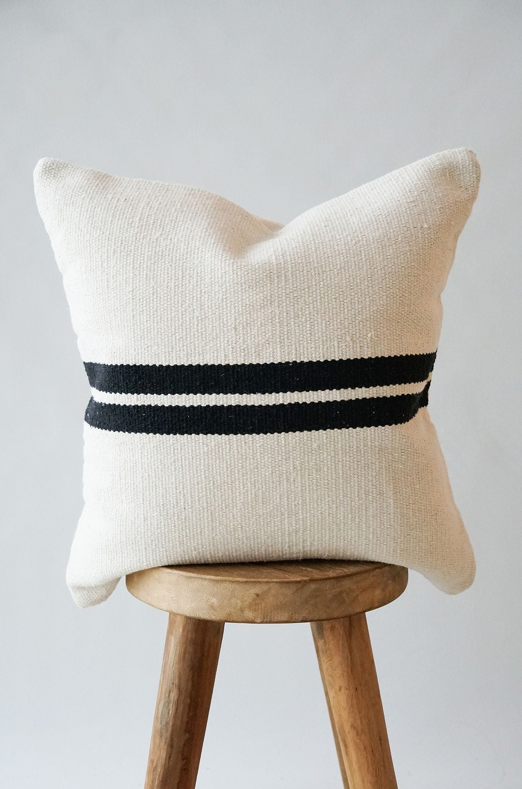 Etan Striped Cushion in Black and White