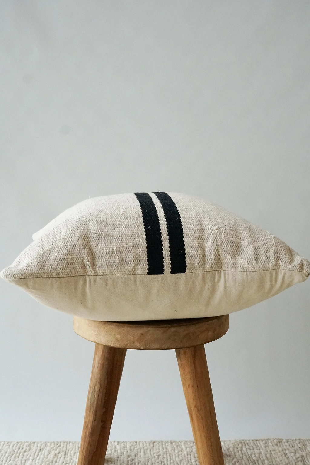Etan Striped Cushion in Black and White