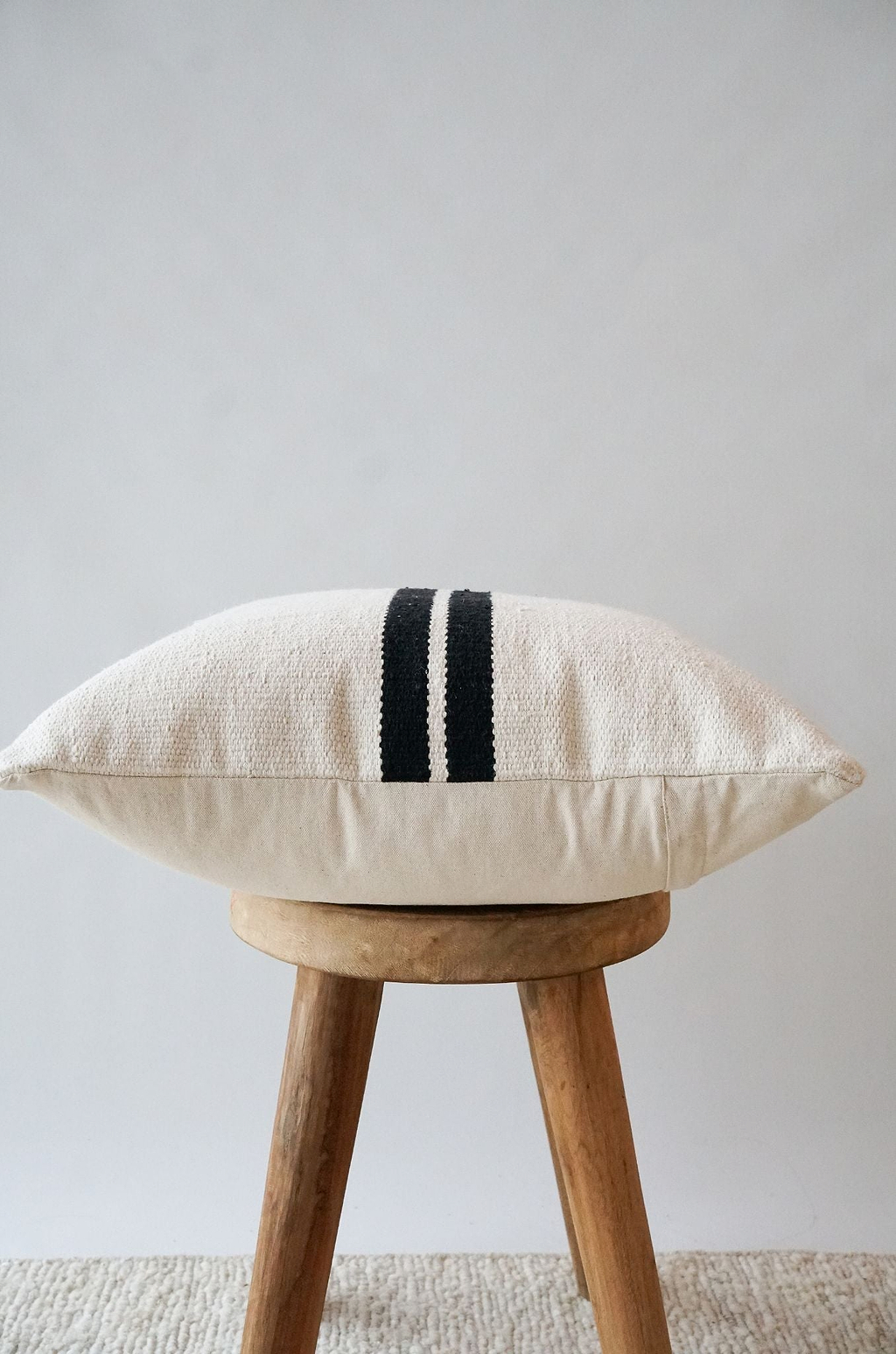 Etan Striped Cushion in Black and White