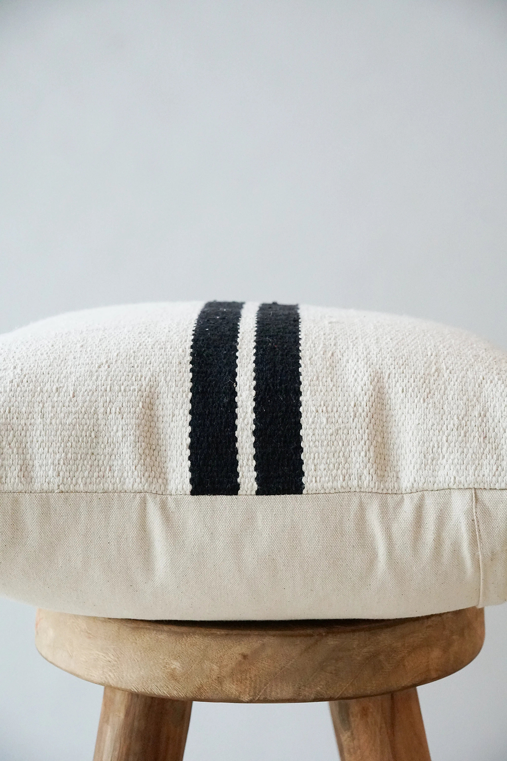 Etan Striped Cushion in Black and White