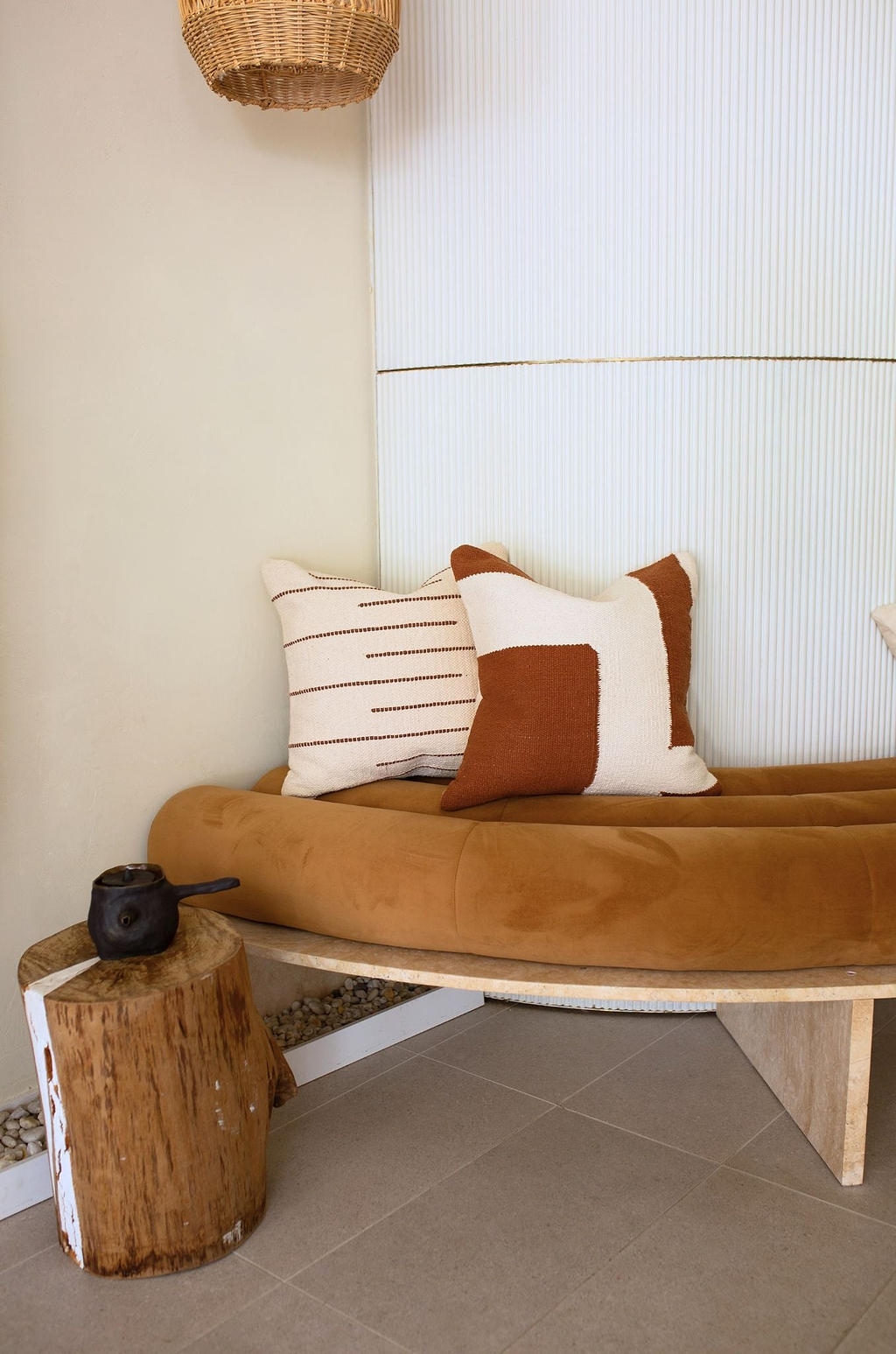 Etta Cushion in Ivory & Terracotta