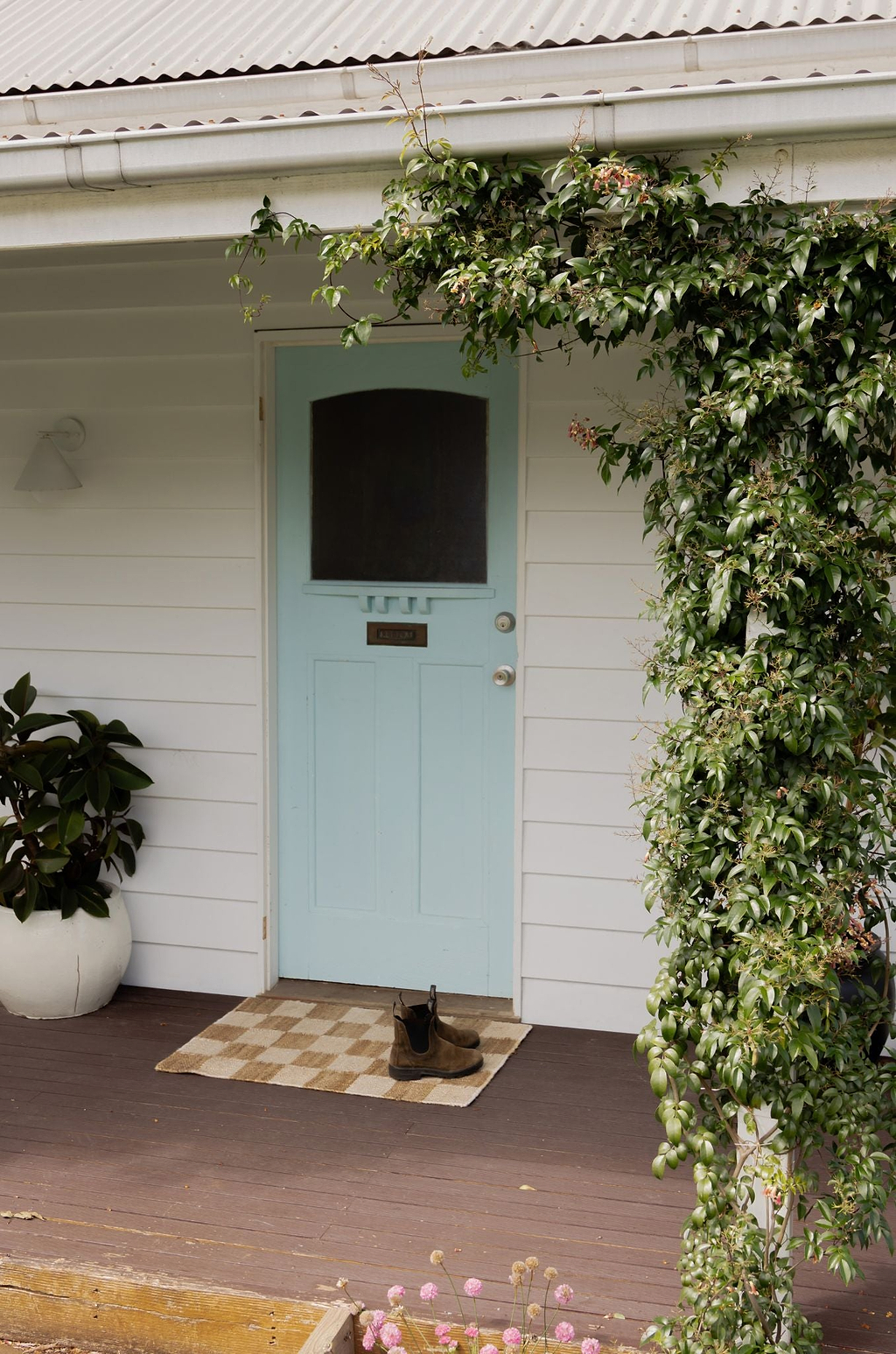 Fitzroy Checker Doormat in Cream
