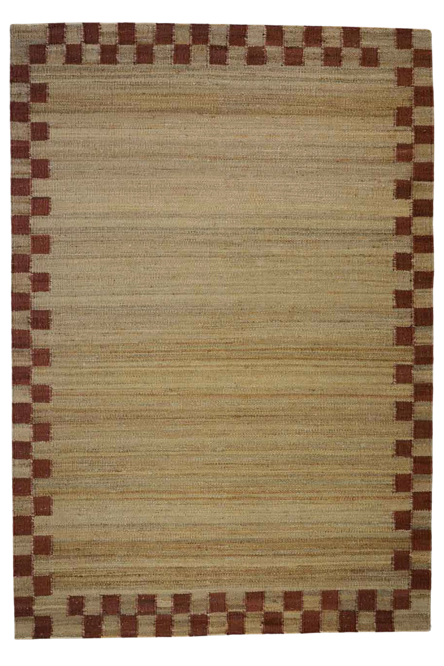 Fitzroy Checker Border Rug in Terracotta