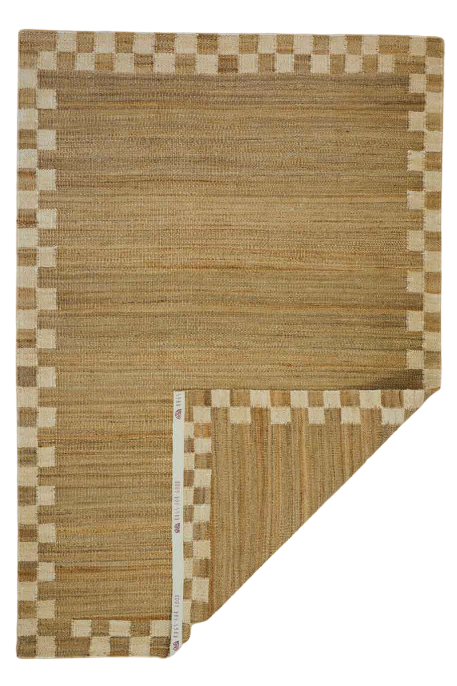 Fitzroy Checker Border Rug in Cream