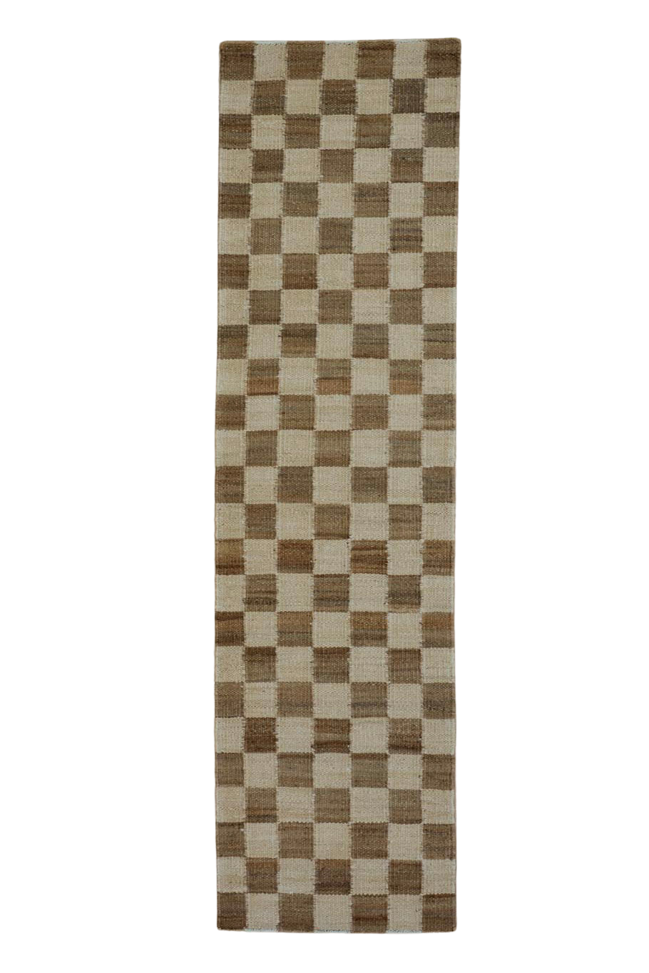Fitzroy Checker Runner Rug in Cream