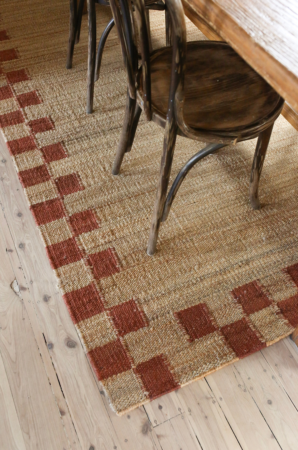 Fitzroy Checker Border Rug in Terracotta