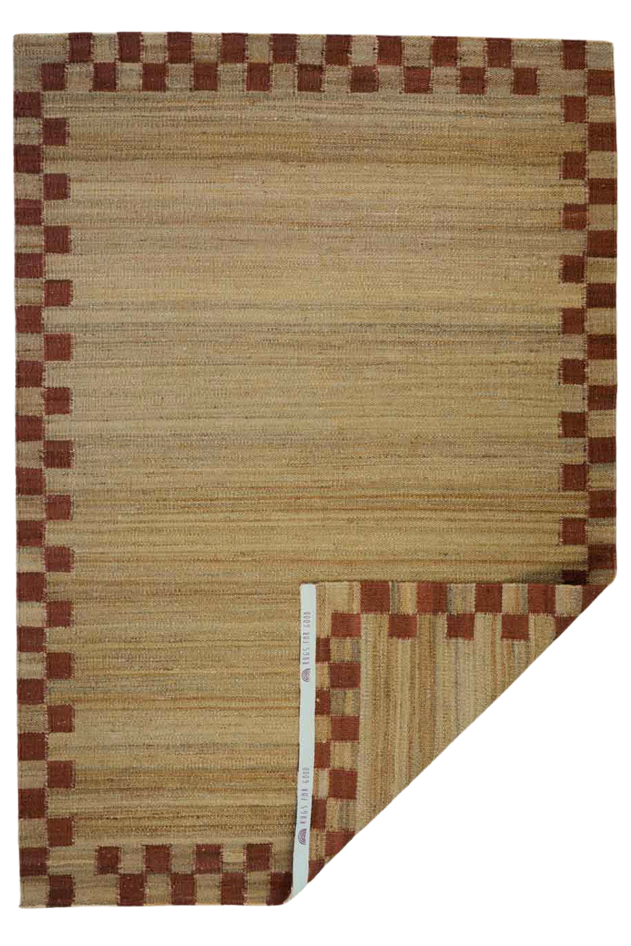 Fitzroy Checker Border Rug in Terracotta