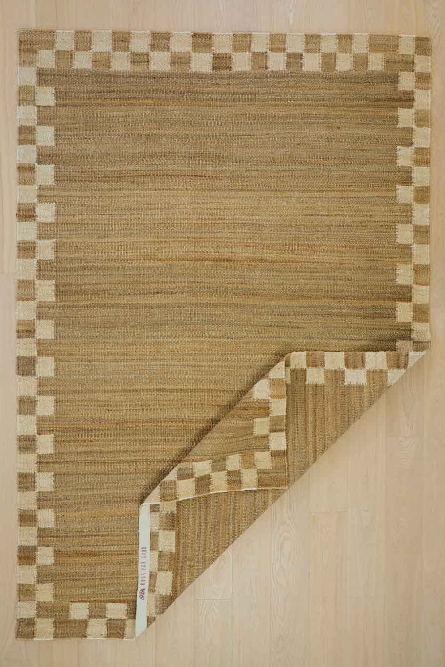 Sample of Fitzroy Checker Border Rug in Cream