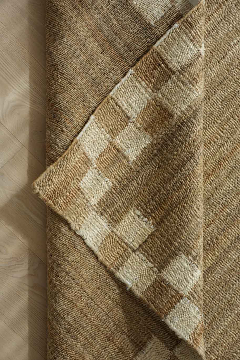 Sample of Fitzroy Checker Border Rug in Cream