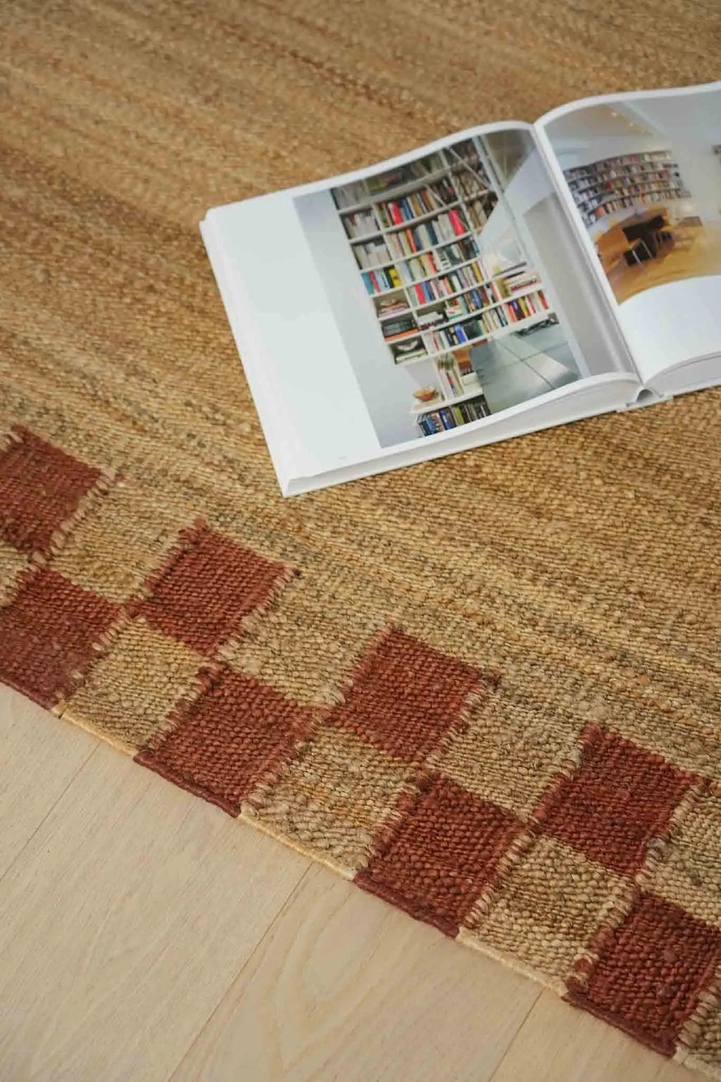 Fitzroy Checker Border Rug in Terracotta